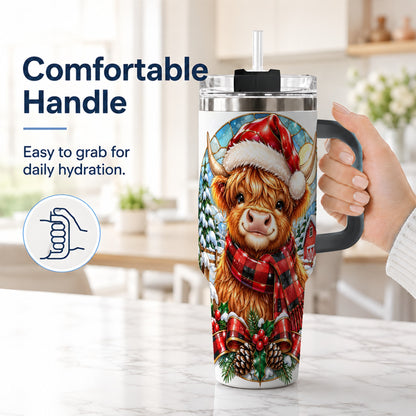 #pl[40oz|Black] Santa Cow 40oz Tumbler, Christmas Tumbler, Stainless Steel Travel Cup