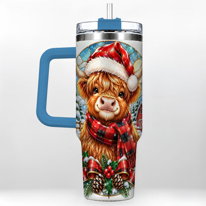 #pl[40oz|Blue] Santa Cow 40oz Tumbler, Christmas Tumbler, Stainless Steel Travel Cup