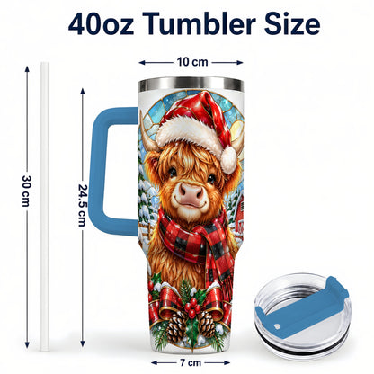 #pl[40oz|Blue] Santa Cow 40oz Tumbler, Christmas Tumbler, Stainless Steel Travel Cup