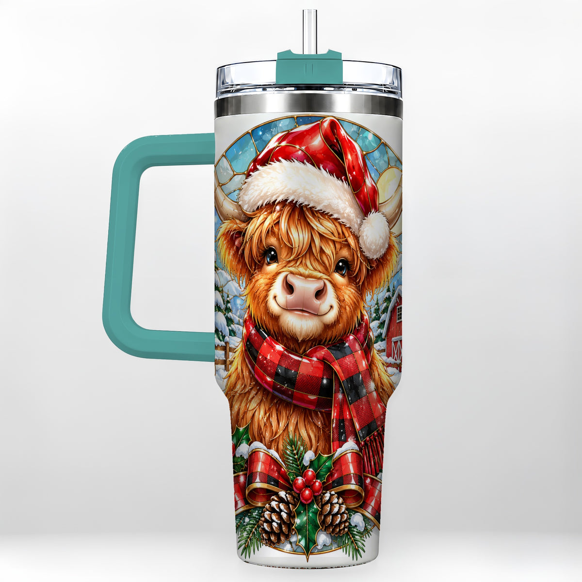 #pl[40oz|Green] Santa Cow 40oz Tumbler, Christmas Tumbler, Stainless Steel Travel Cup