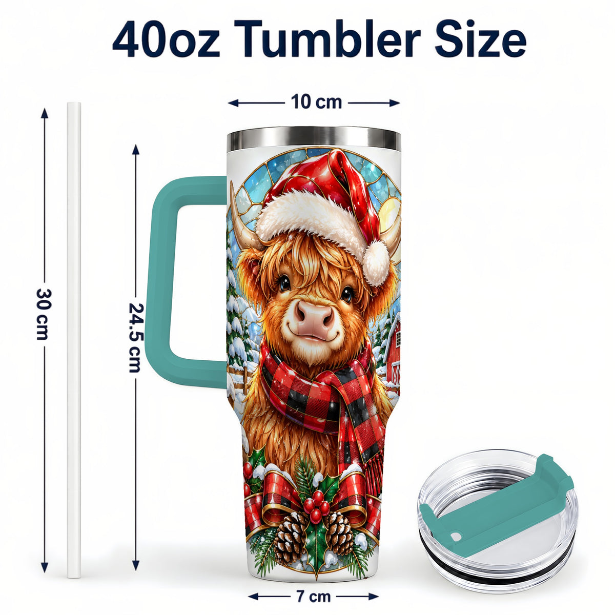 #pl[40oz|Green] Santa Cow 40oz Tumbler, Christmas Tumbler, Stainless Steel Travel Cup