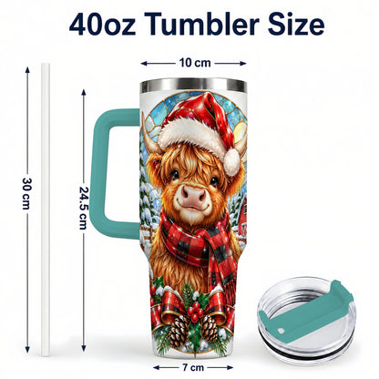 #pl[40oz|Green] Santa Cow 40oz Tumbler, Christmas Tumbler, Stainless Steel Travel Cup