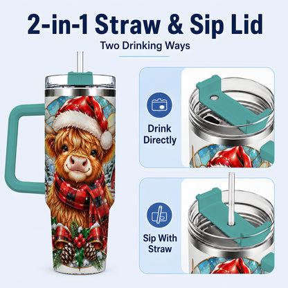 #pl[40oz|Green] Santa Cow 40oz Tumbler, Christmas Tumbler, Stainless Steel Travel Cup