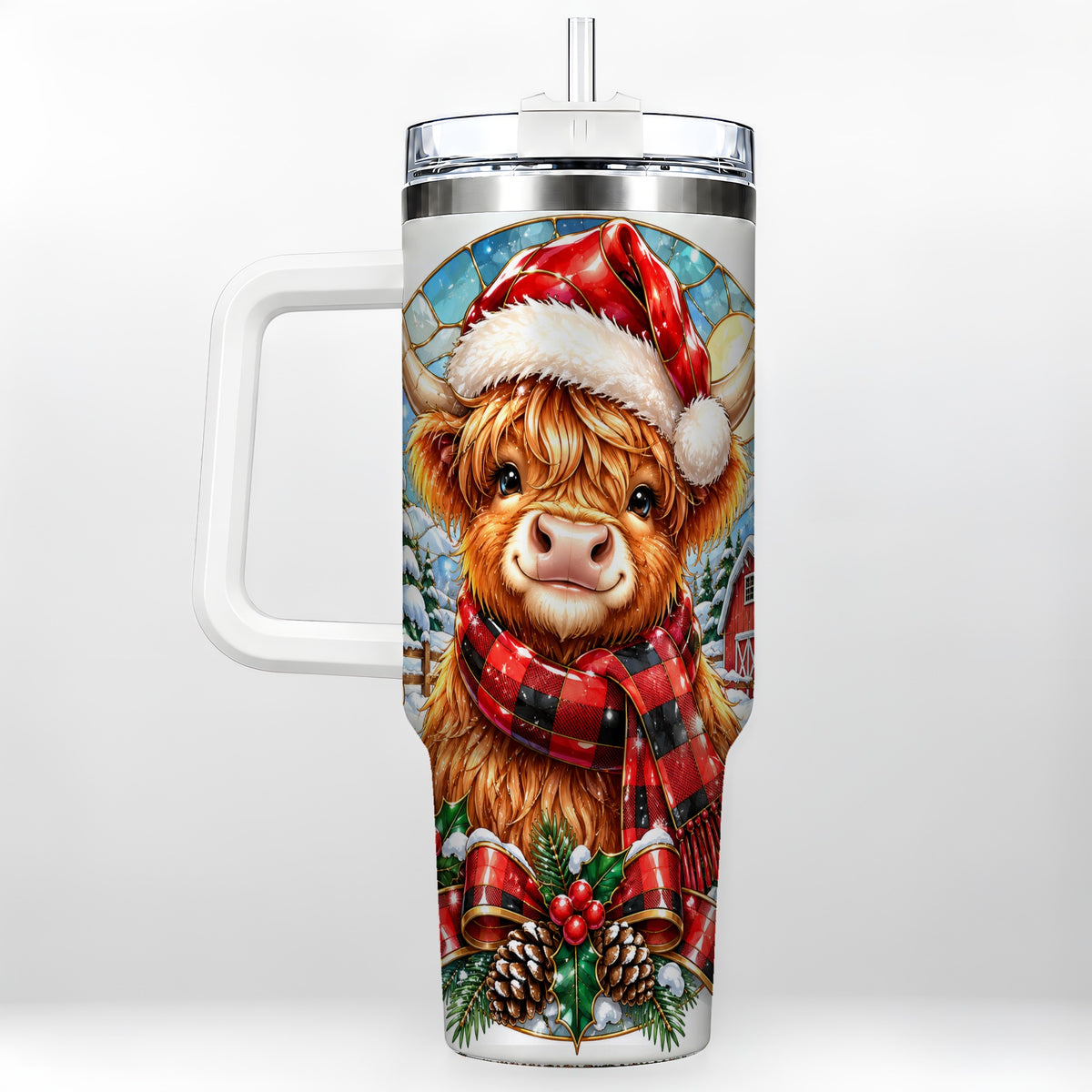 Santa Cow 40oz Tumbler, Christmas Tumbler, Stainless Steel Travel Cup
