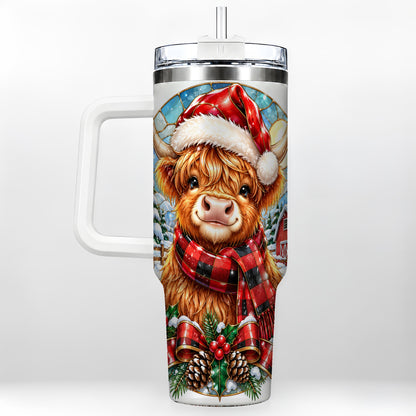 Santa Cow 40oz Tumbler, Christmas Tumbler, Stainless Steel Travel Cup