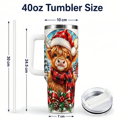 #pl[40oz|White] Santa Cow 40oz Tumbler, Christmas Tumbler, Stainless Steel Travel Cup
