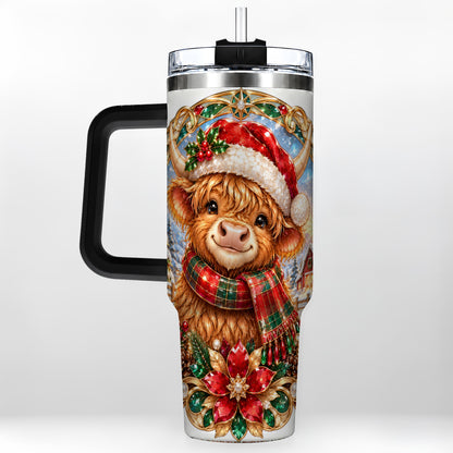 #pl[40oz|Black] Jeweled Cow 40oz Tumbler, Christmas Tumbler, Stainless Steel Travel Cup