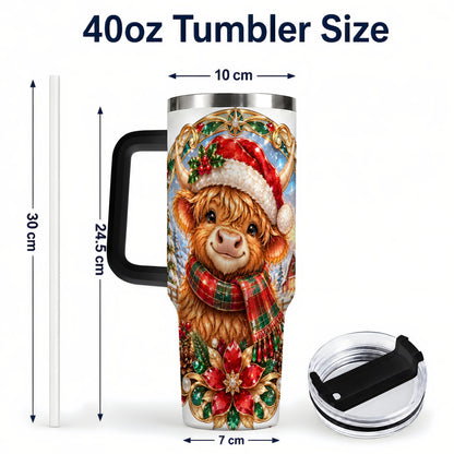 #pl[40oz|Black] Jeweled Cow 40oz Tumbler, Christmas Tumbler, Stainless Steel Travel Cup