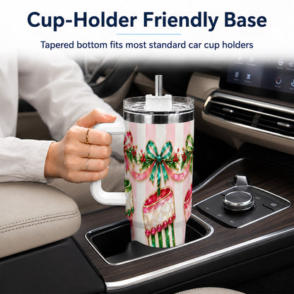 Jeweled Stockings 40oz Tumbler with Handle, Christmas Travel Cup