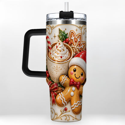 #pl[40oz|Black] Gingerbread Cocoa 40oz Tumbler with Handle, Christmas Travel Cup