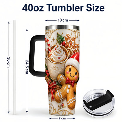#pl[40oz|Black] Gingerbread Cocoa 40oz Tumbler with Handle, Christmas Travel Cup