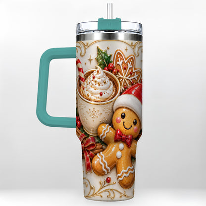 #pl[40oz|Green] Gingerbread Cocoa 40oz Tumbler with Handle, Christmas Travel Cup