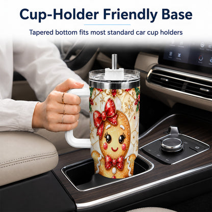 Gingerbread Girl 40oz Tumbler with Handle, Christmas Travel Cup