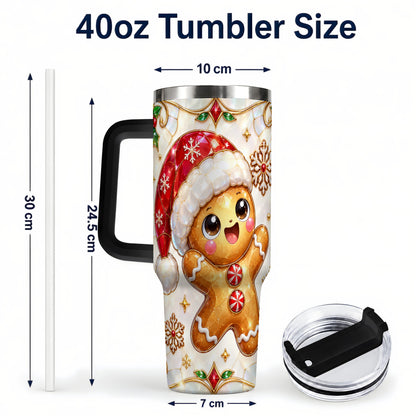 #pl[40oz|Black] Gemstone Gingerbread 40oz Tumbler with Handle, Christmas Travel Cup