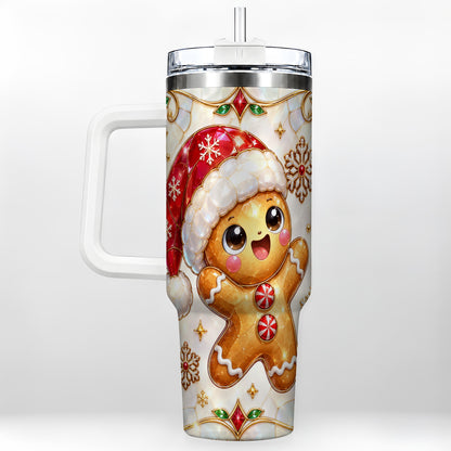 Gemstone Gingerbread 40oz Tumbler with Handle, Christmas Travel Cup