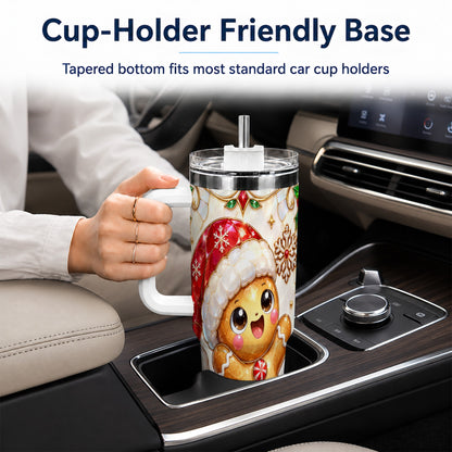 Gemstone Gingerbread 40oz Tumbler with Handle, Christmas Travel Cup