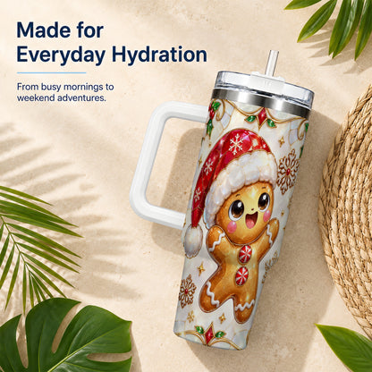 Gemstone Gingerbread 40oz Tumbler with Handle, Christmas Travel Cup