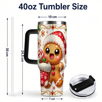 #pl[40oz|Black] Stocking Gingerbread 40oz Tumbler with Handle, Christmas Travel Cup