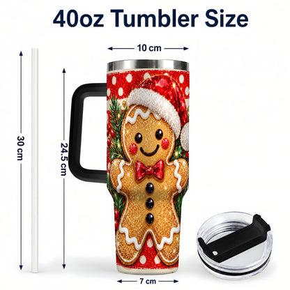 #pl[40oz|Black] Gingerbread 40oz Tumbler with Handle, Christmas Cookie Travel Cup