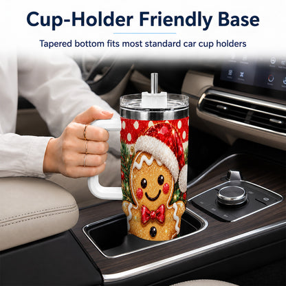 Gingerbread 40oz Tumbler with Handle, Christmas Cookie Travel Cup