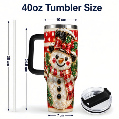 #pl[40oz|Black] Top Hat Snowman 40oz Tumbler with Handle, Plaid Winter Travel Cup