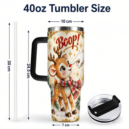 #pl[40oz|Black] Christmas Reindeer 40oz Tumbler with Handle, Cute Holiday Travel Cup