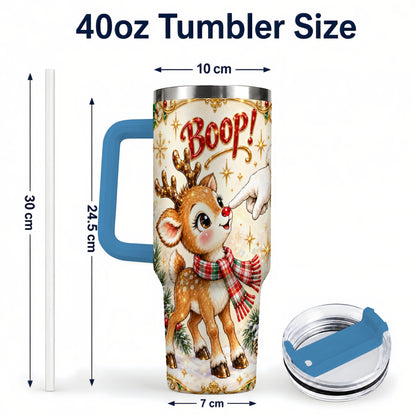 #pl[40oz|Blue] Christmas Reindeer 40oz Tumbler with Handle, Cute Holiday Travel Cup