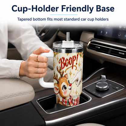 Christmas Reindeer 40oz Tumbler with Handle, Cute Holiday Travel Cup
