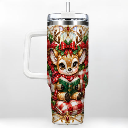 Christmas Reindeer 40oz Tumbler, Cute Deer Stainless Steel Travel Cup