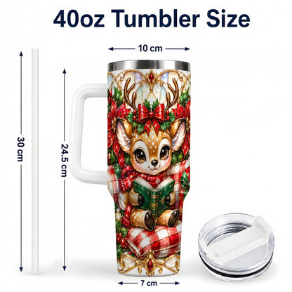 #pl[40oz|White] Christmas Reindeer 40oz Tumbler, Cute Deer Stainless Steel Travel Cup