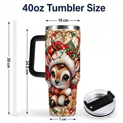 #pl[40oz|Black] Christmas Reindeer 40oz Tumbler, Cocoa Deer Stainless Steel Travel Cup