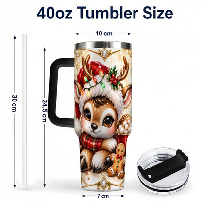 #pl[40oz|Black] Christmas Reindeer 40oz Tumbler, Festive Deer Stainless Steel Travel Cup