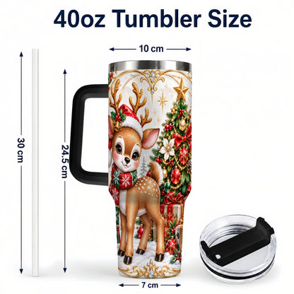 #pl[40oz|Black] Christmas Deer 40oz Tumbler, Reindeer Stainless Steel Travel Cup