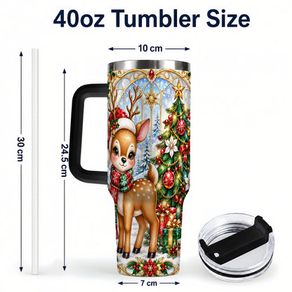 #pl[40oz|Black] Jeweled Deer 40oz Tumbler, Christmas Stainless Steel Travel Cup