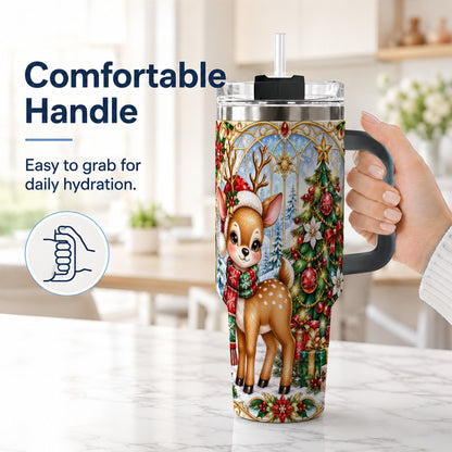 #pl[40oz|Black] Jeweled Deer 40oz Tumbler, Christmas Stainless Steel Travel Cup