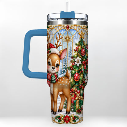 #pl[40oz|Blue] Jeweled Deer 40oz Tumbler, Christmas Stainless Steel Travel Cup