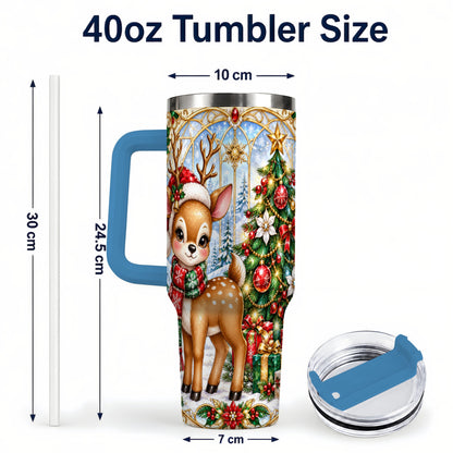 #pl[40oz|Blue] Jeweled Deer 40oz Tumbler, Christmas Stainless Steel Travel Cup