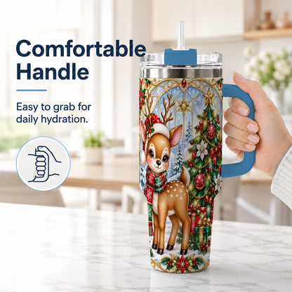 #pl[40oz|Blue] Jeweled Deer 40oz Tumbler, Christmas Stainless Steel Travel Cup