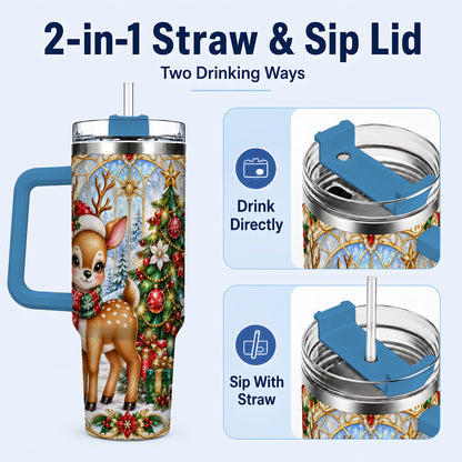 #pl[40oz|Blue] Jeweled Deer 40oz Tumbler, Christmas Stainless Steel Travel Cup
