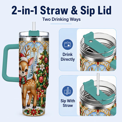 #pl[40oz|Green] Jeweled Deer 40oz Tumbler, Christmas Stainless Steel Travel Cup