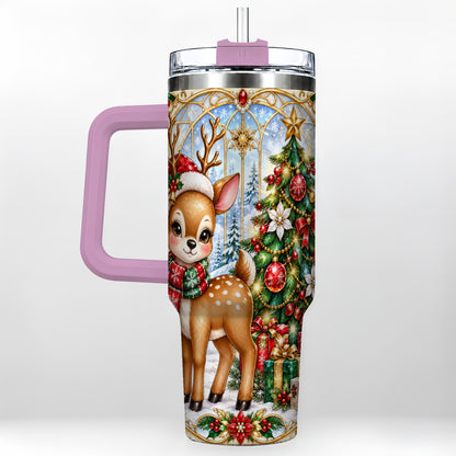 #pl[40oz|Pink] Jeweled Deer 40oz Tumbler, Christmas Stainless Steel Travel Cup