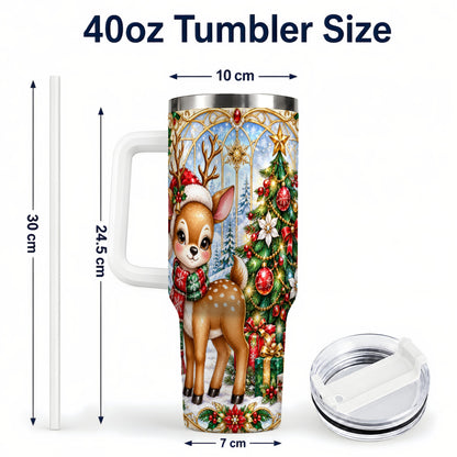 #pl[40oz|White] Jeweled Deer 40oz Tumbler, Christmas Stainless Steel Travel Cup