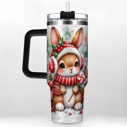 #pl[40oz|Black] Christmas Bunny 40oz Tumbler, Rabbit Stainless Steel Travel Cup