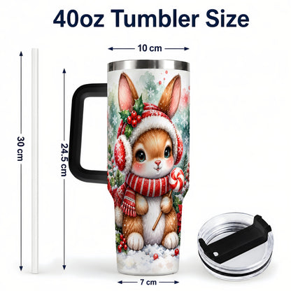 #pl[40oz|Black] Christmas Bunny 40oz Tumbler, Rabbit Stainless Steel Travel Cup