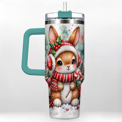 #pl[40oz|Green] Christmas Bunny 40oz Tumbler, Rabbit Stainless Steel Travel Cup