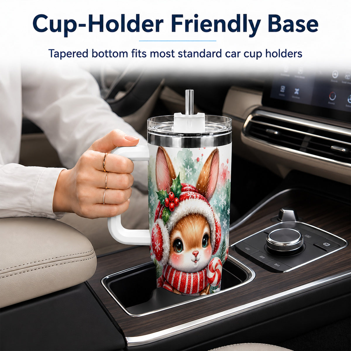 Christmas Bunny 40oz Tumbler, Rabbit Stainless Steel Travel Cup