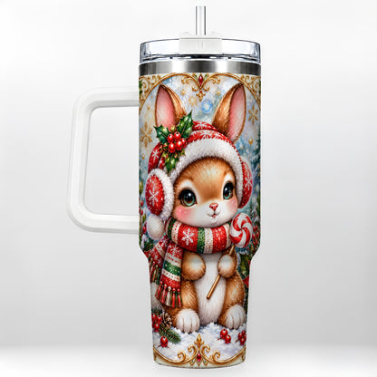 Christmas Bunny 40oz Tumbler, Rabbit Stainless Steel Travel Cup