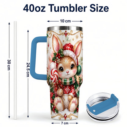 #pl[40oz|Blue] Crystal Bunny 40oz Tumbler, Rabbit Stainless Steel Travel Cup