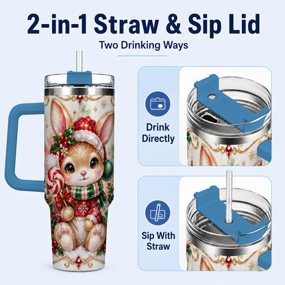 #pl[40oz|Blue] Crystal Bunny 40oz Tumbler, Rabbit Stainless Steel Travel Cup
