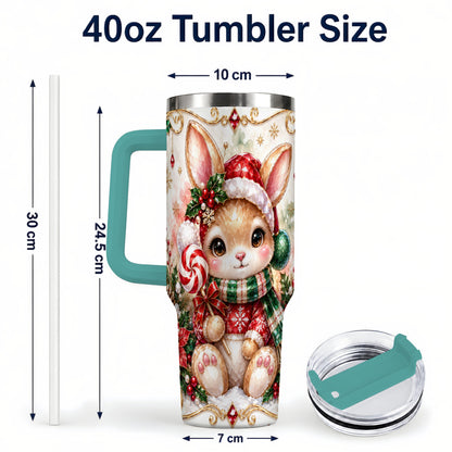 #pl[40oz|Green] Crystal Bunny 40oz Tumbler, Rabbit Stainless Steel Travel Cup
